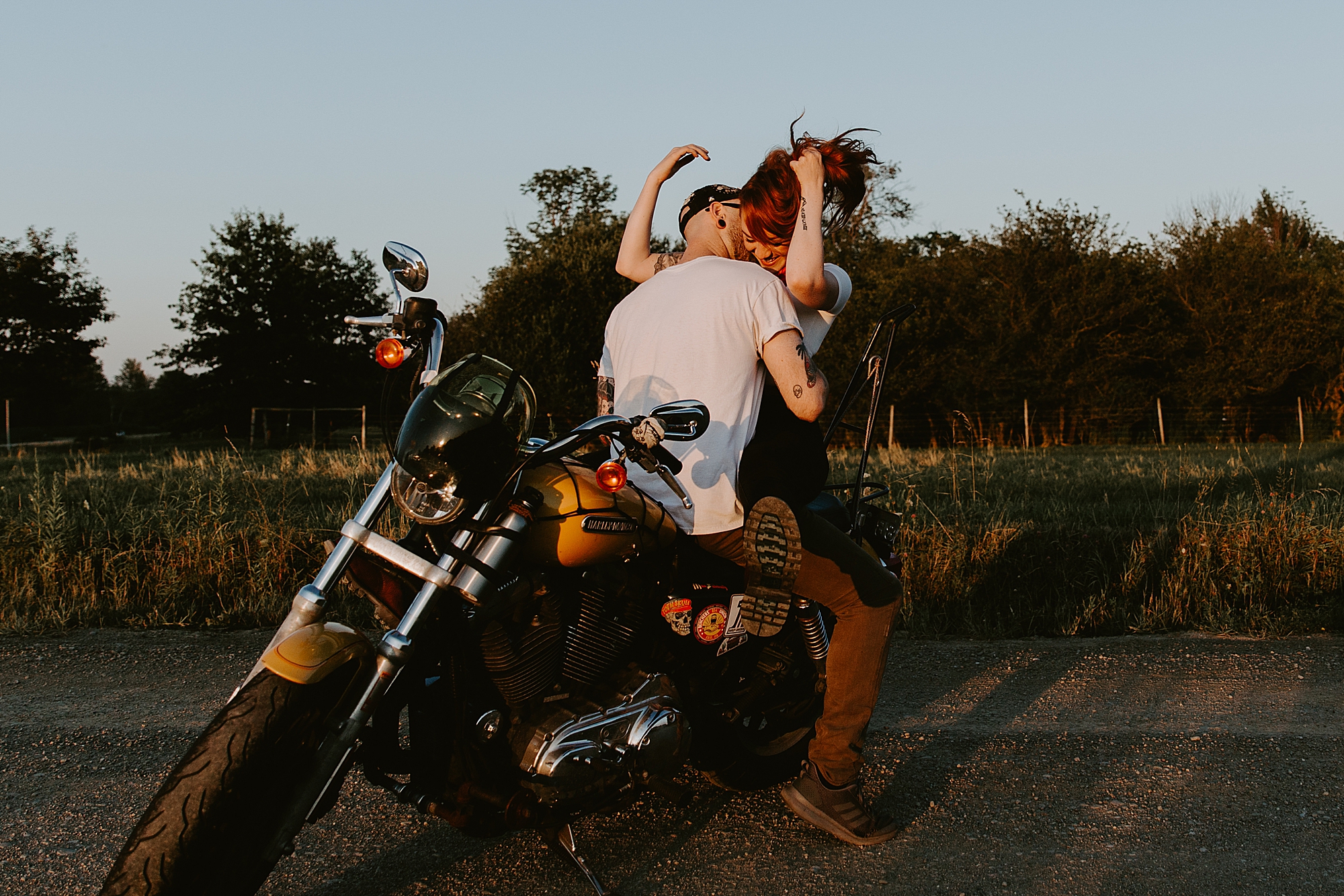 motorcycle engagement photoshoot