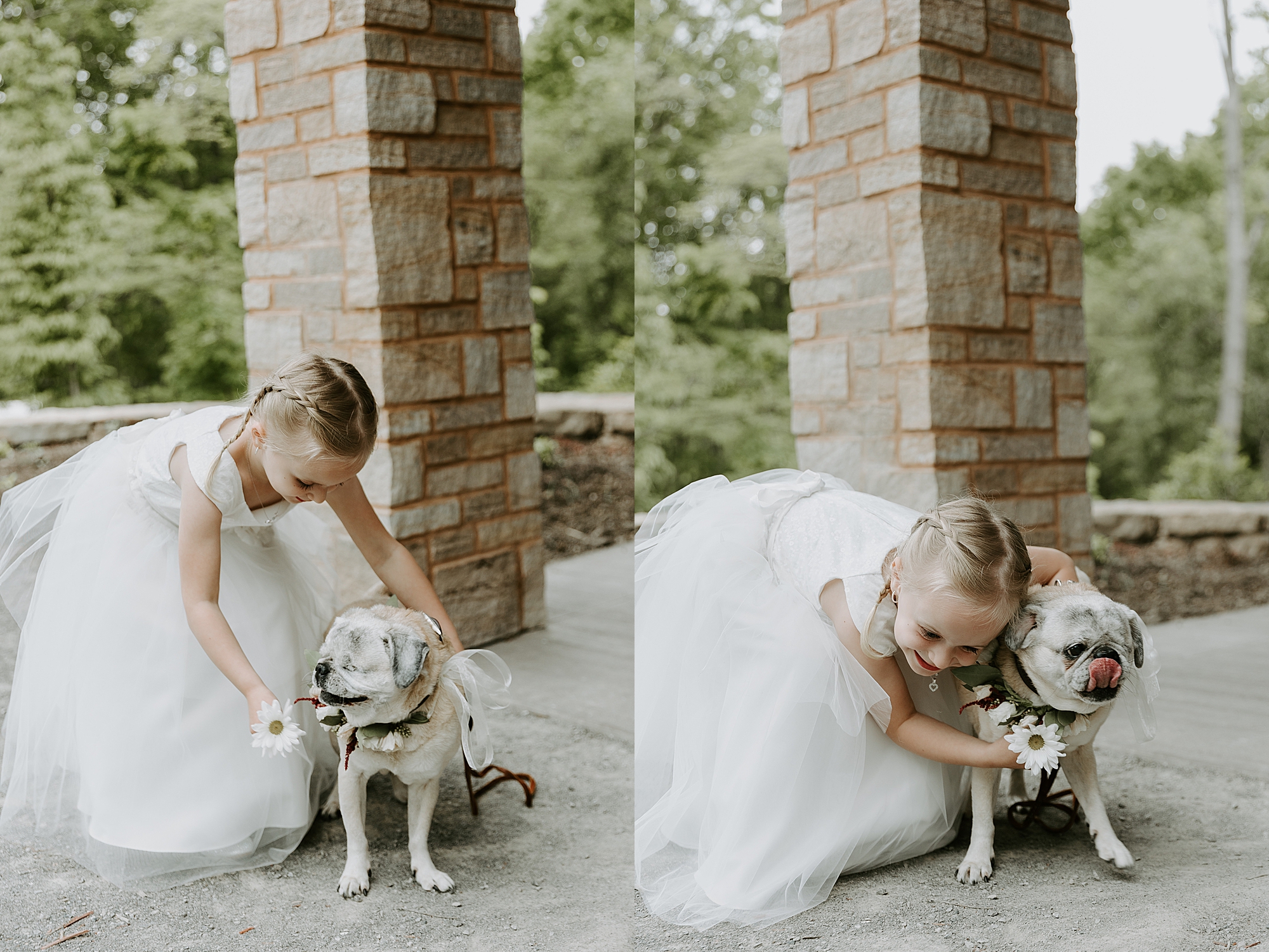 flower girl and pup