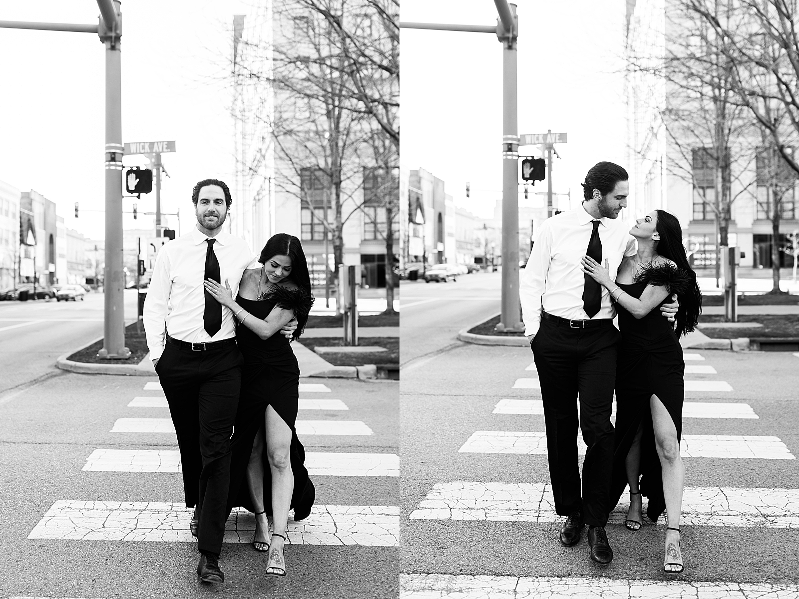 black and white photos; engagement session; Youngstown, OH