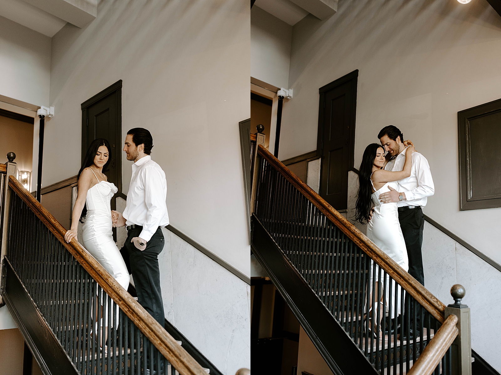 engagement session with staircase