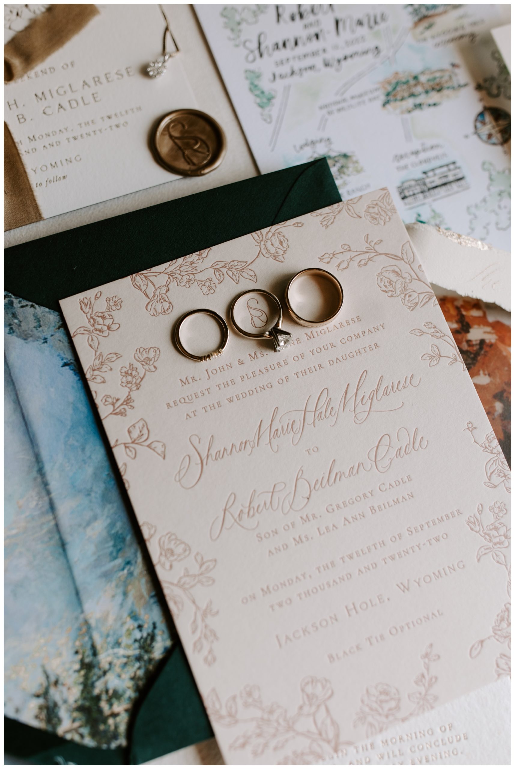 personalized wedding invitation suite; hand-drawn invitations