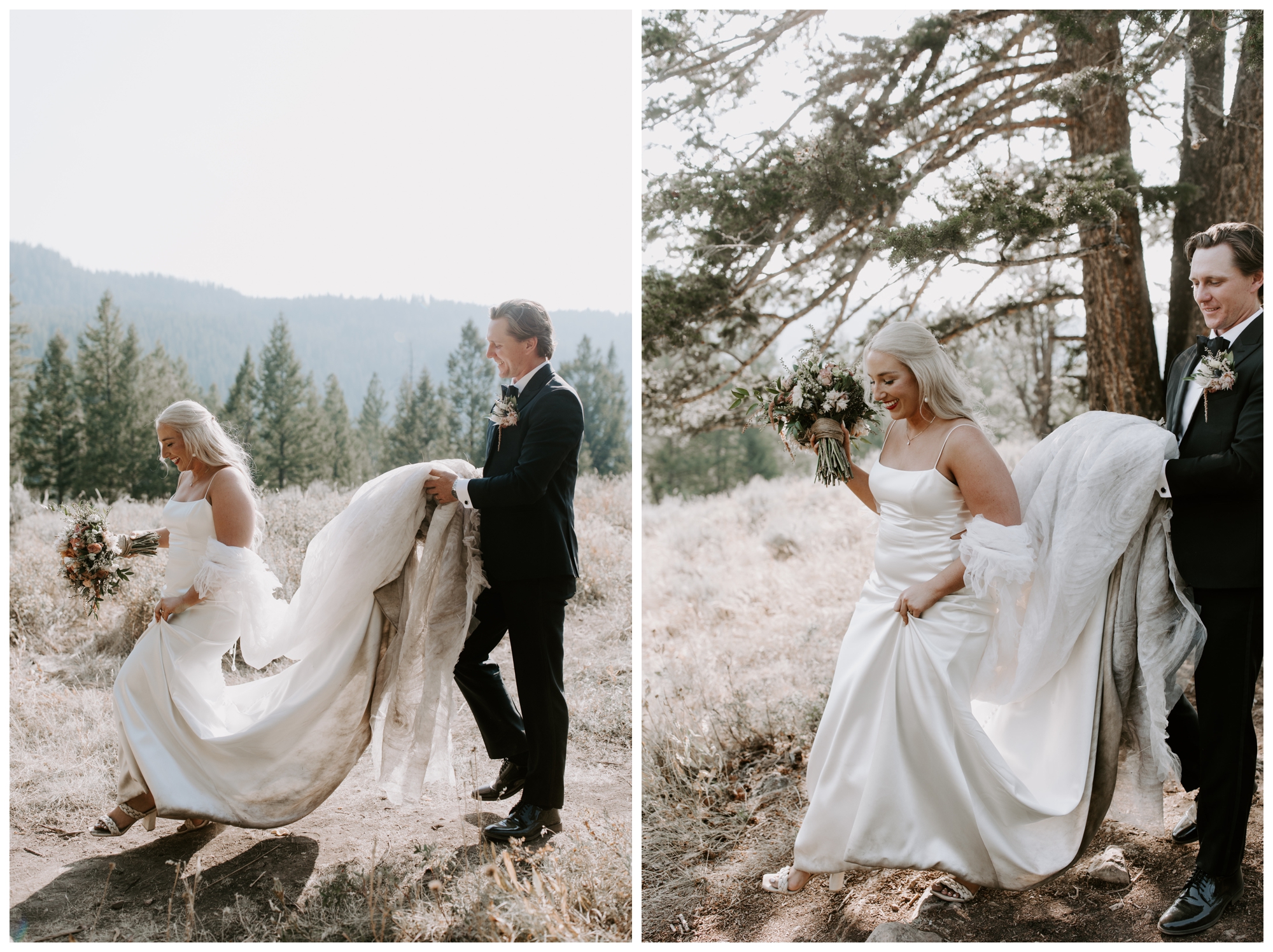 mountain wedding portraits; Grand Tetons; Wedding Tree; Jackson Hole, WY