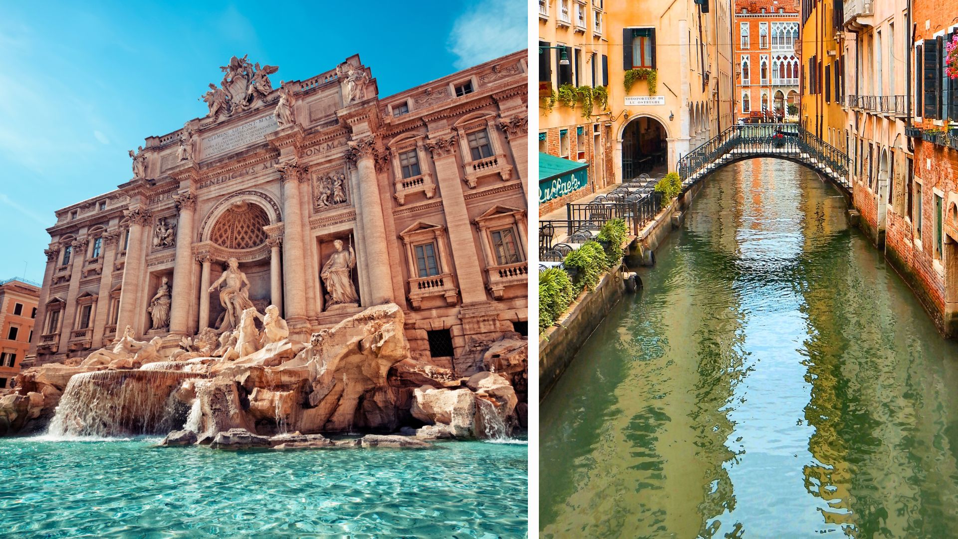 Trevi Fountain, Rome and Venice, Italy; best places to visit in Italy